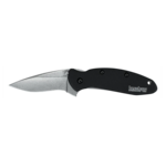 Kershaw Kershaw 1620OL Ken Onion Scallion Assisted Flipper Knife 2.25" Bead Blast Plain Blade, Black Stonewash  Aluminum Handles, Liner Lock