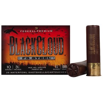 Federal Premium Black Cloud Ammo 10ga 3-1/2in 1-5/8oz BB Non-Toxic FlightStopper Steel Shot 25 Rounds