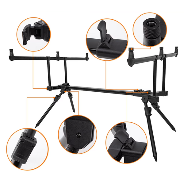 COONOR Adjustable Carp Rod Stand With 3 Bite Alarms