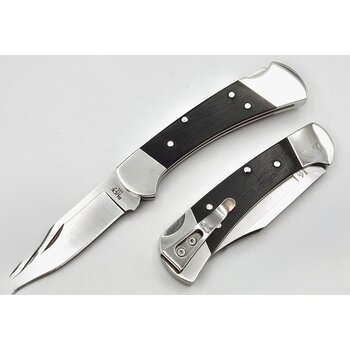 Buck 112 Slim Ranger Heritage Elite Folding Knife 3" MagnaCut Plain Blade, Ebony Wood Handles with Nickel Silver Bolsters, Deep Carry Pocket Clip, Lockback