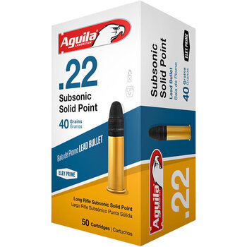 Aguila Aguila Subsonic 22 LR Solid Point 22LR 40gr 1025fps Box of 50