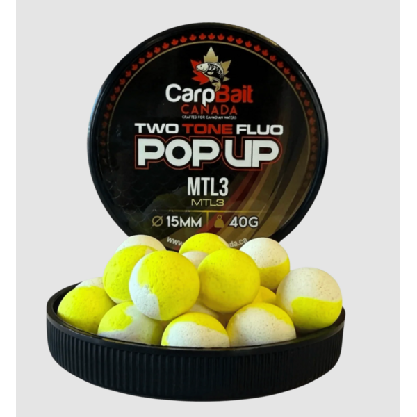 CarpBait Canada Two Tone Fluo Pop Up 15mm 40g