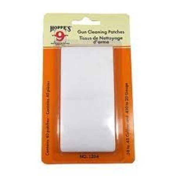 Hoppe's No. 4 Gun Cleaning Patches, .38 to .45 Caliber & .410 to 20 Gauge, 40 Patches