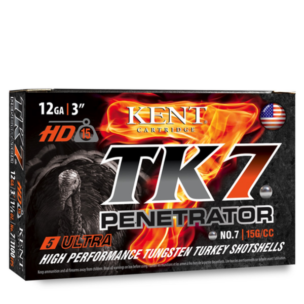 Kent TK7 Penetrator Ammo, 12ga 3" 1-5/8oz #7 Shot Turkey Loads 5rds