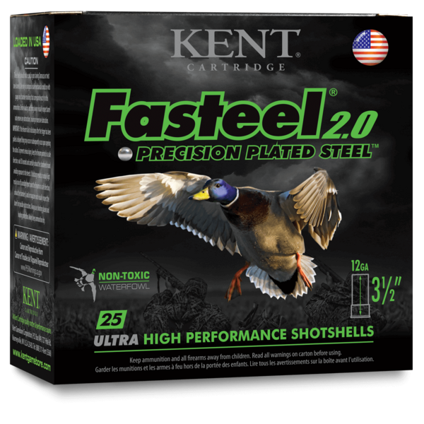 Kent Kent Fasteel 2.0 Precision Plated Steel Waterfowl Ammo, 12ga 3" 1-1/4oz #BB Shot 1500fps 25rds