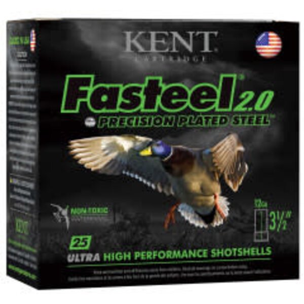 Kent Fasteel 2.0 Precision Plated Steel Waterfowl Ammo, 12ga 3-1/2" 1-3/8oz #BBB Shot 1550fps 25rds