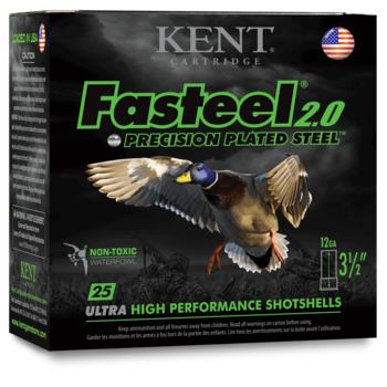 Kent Kent Fasteel 2.0 Precision Plated Steel Waterfowl Ammo, 12ga 3" 1-1/8oz #2 Shot 1560fps 25rds