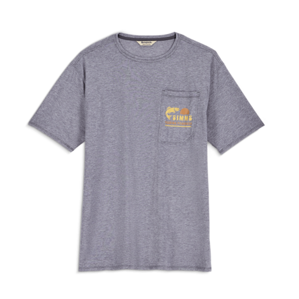 Simms M's Harbor Lightweight Tech Pocket T-Shirt. Tahitian Pearl Heather