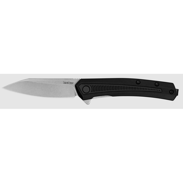 Kershaw Kershaw 1427 Raygun Liner Lock Assisted Flipper Knife 2.8" Stonewashed Reverse Tanto Blade, Black Glass-Fillen Nylon Handles, Reversible Clip