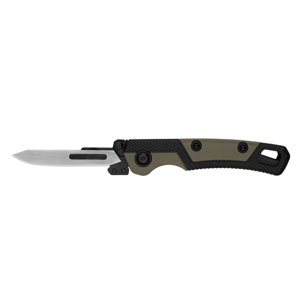 Kershaw 1891 LoneRock RBK 2 Folding Knife 2.8" Skinner/Caper #60A Replaceable Blade, GFN Handles with Rubbed Overmold, Nylon Sheath, Liner Lock