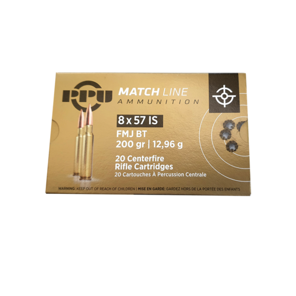 PPU Matchline 8x57 JS 20gr FMJ BT Match Ammunition