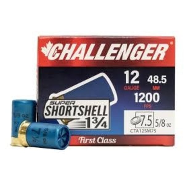 Challenger Challenger Shortshell 12ga  1 3/4"  5/8 OZ 1200 FPS #7.5 Ammunition box of 15