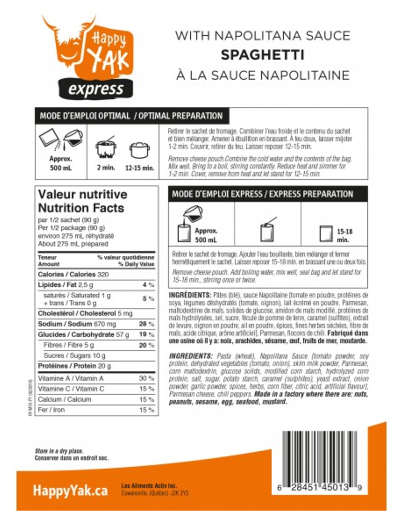Happy Yak Happy Yak  Spaghetti w/ Napolitana Sauce (180g)