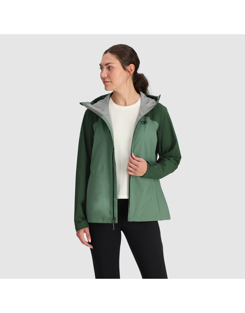 Outdoor Research Women's Stratoburst Stretch Rain Jacket Ranger Green M