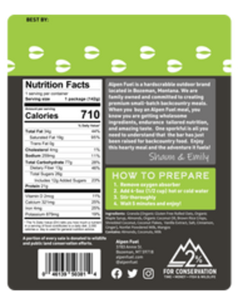 Alpen Fuel Coconut Mango Granola Breakfast