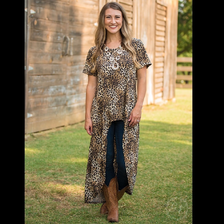 high low leopard top