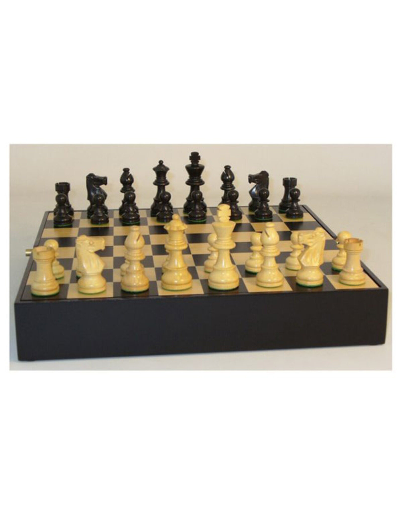 3" Black French Chess Set on Chest