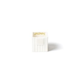 Happy Everything Mini Nesting Cube Small White Stripe