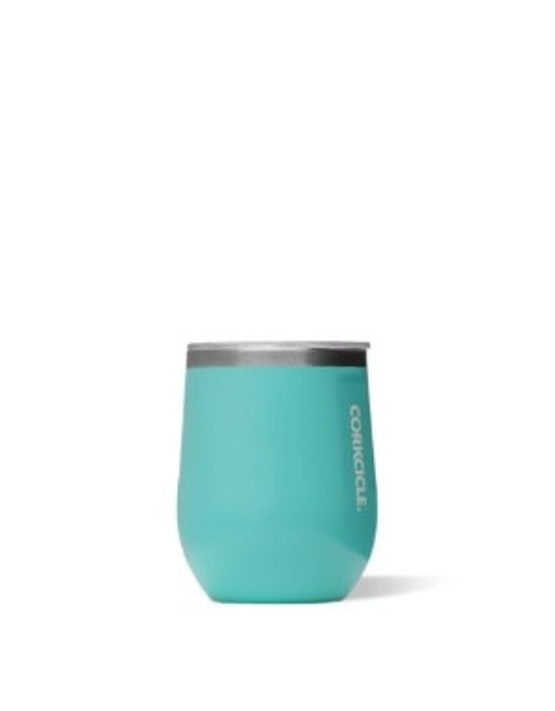 Corkcicle 12 oz Stemless Turquoise Wine Tumbler with Lid