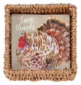 Mud Pie Thanksgiving Turkey Napkins in a Basket