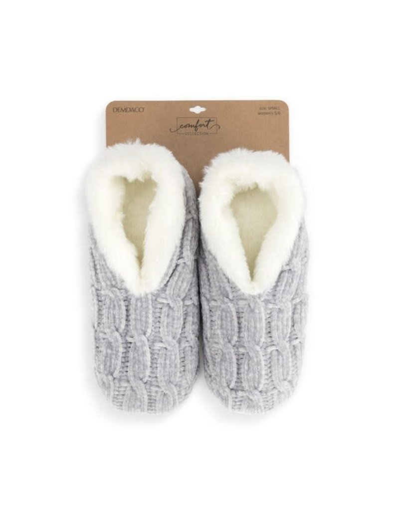 Demdaco Chenille Slippers Gray Small