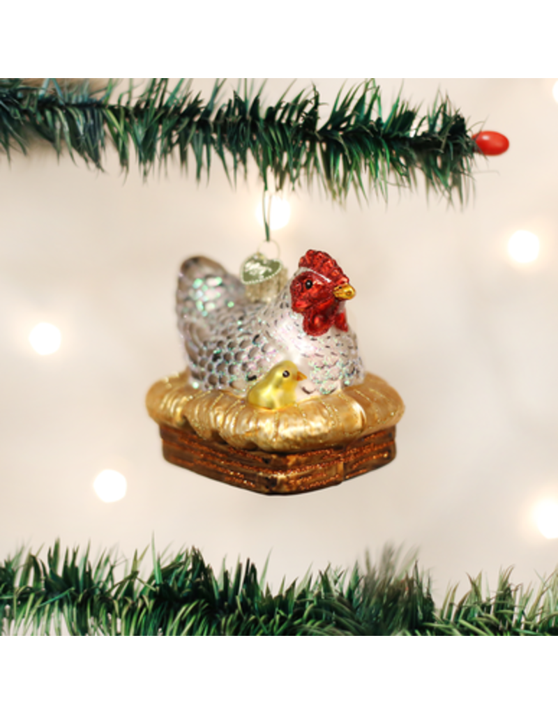 Old World Christmas Ornament Hen on Nest