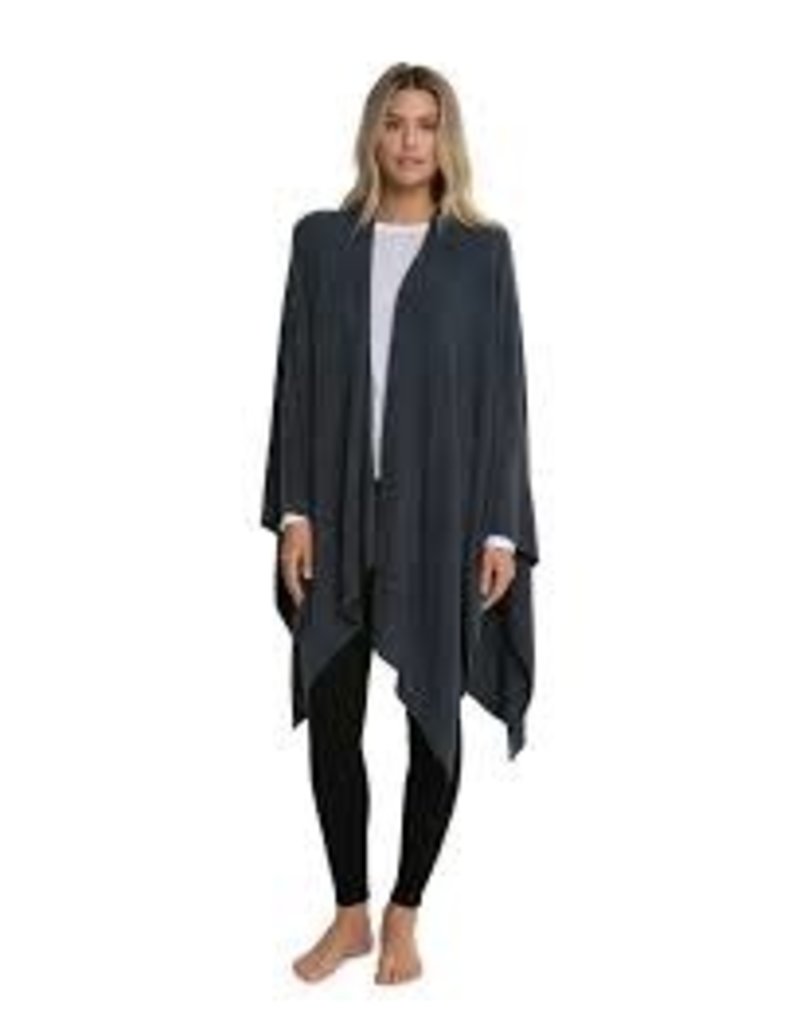 Barefoot Dreams Cozy Chic light Heathered Weekend Wrap Black - Small Favors