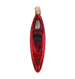 Old World Christmas Ornament Kayak Red