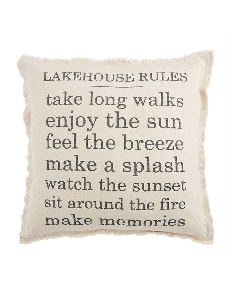 Mud Pie Mud Pie Pillow Canvas Lake Rules