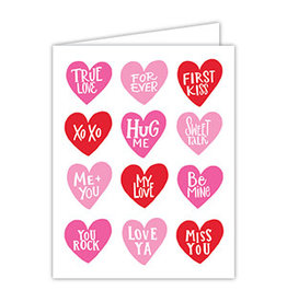 Folded Valentine Greeting Card-  Hearts With Sayings