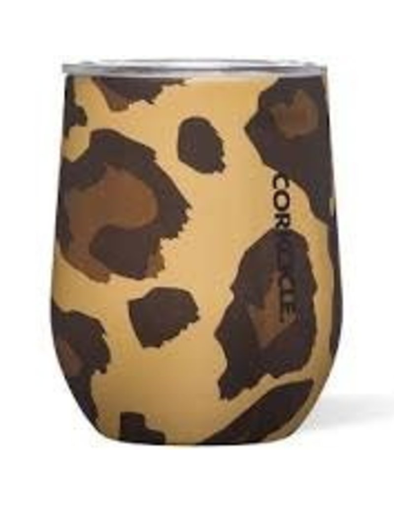 Corkcicle Corkcicle Stemless Wine Glass- 12oz Luxe Leopard