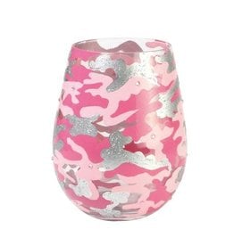Lolita Stemless Wine Glass Pink Camo