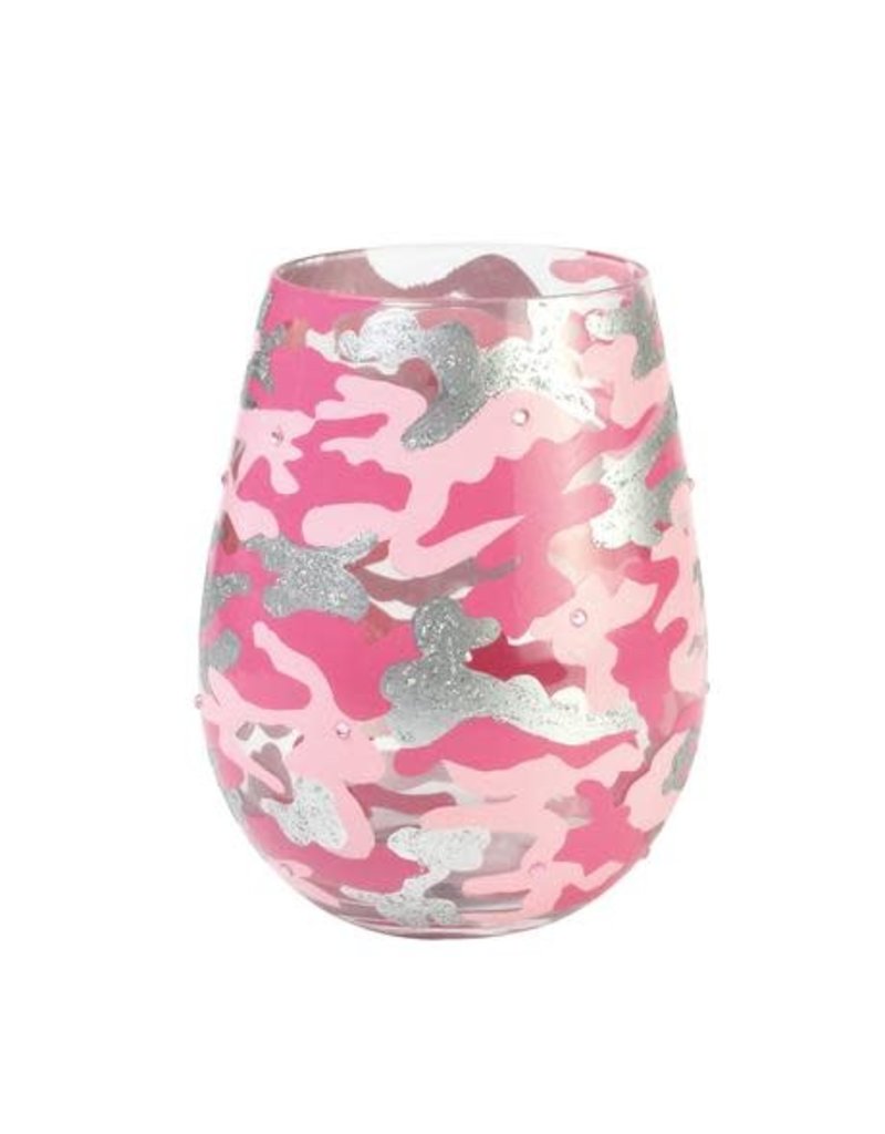 Lolita Stemless Wine Glass Pink Camo