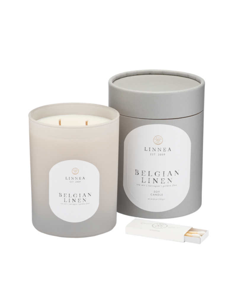 Linneas Lights Double Wick Candle Belgian Linen