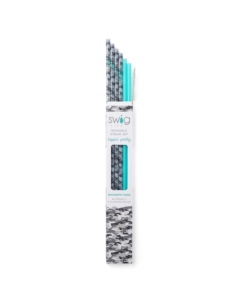 Swig Reusable Straw Set Incognito Camo & Aqua