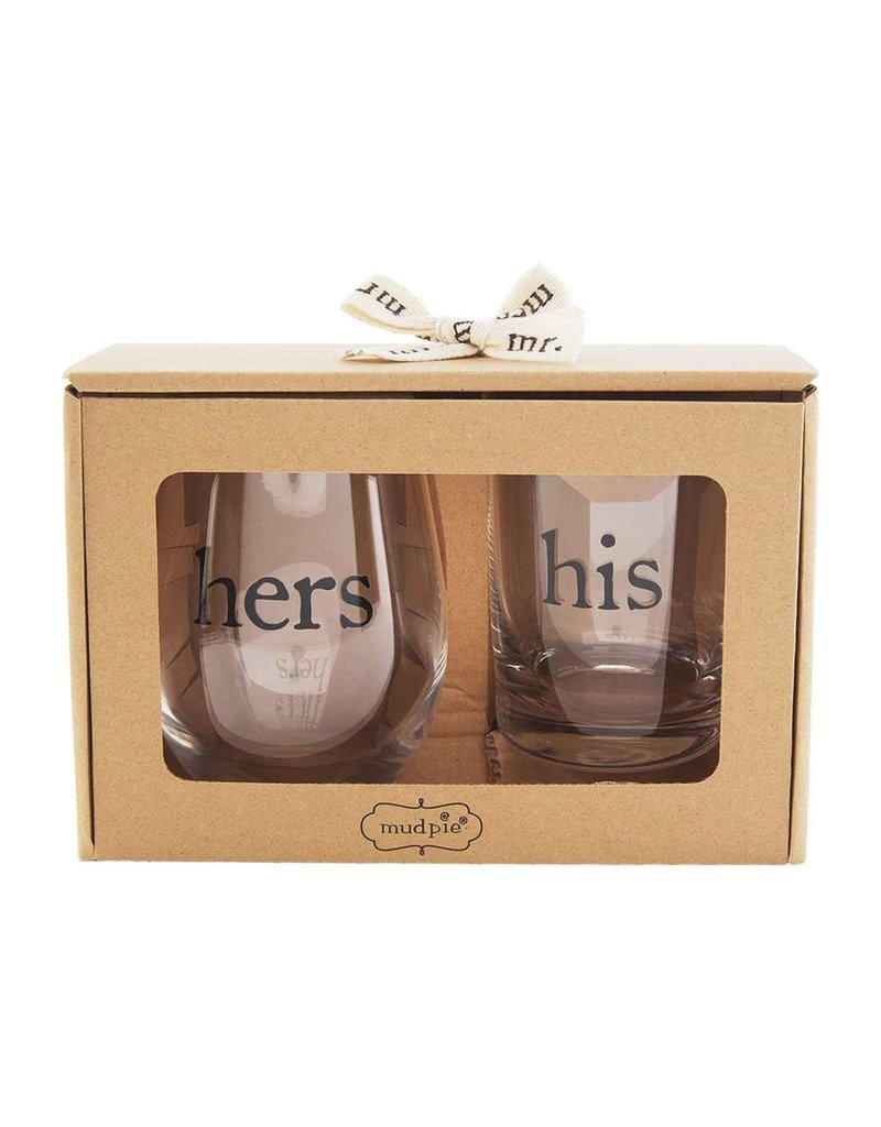 Mud Pie His & Hers Boxed Glass Set