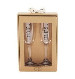 Mud Pie Mud Pie Mr & Mrs Boxed Champagne Glass Set