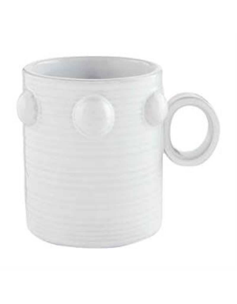 Mud Pie Mug Top Row Beaded White