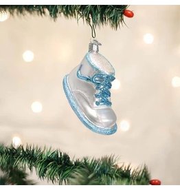 Old World Christmas Ornament Baby Shoe Blue