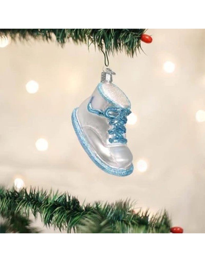 Old World Christmas Ornament Baby Shoe Blue