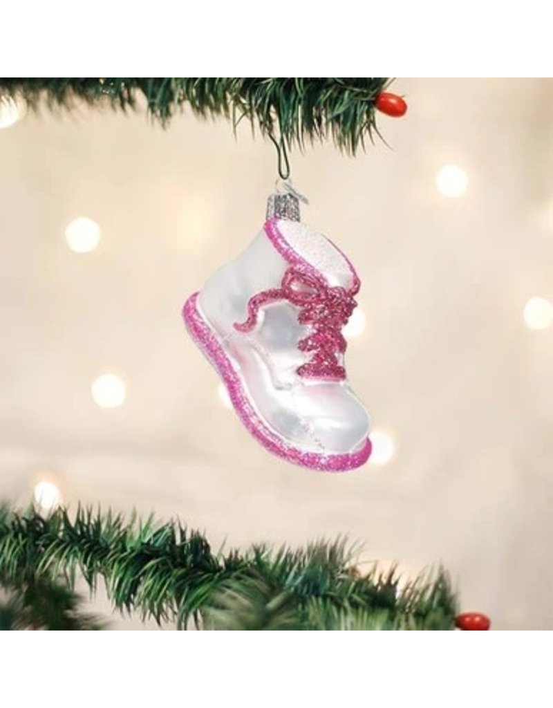 Old World Christmas Ornament Baby Shoe Pink