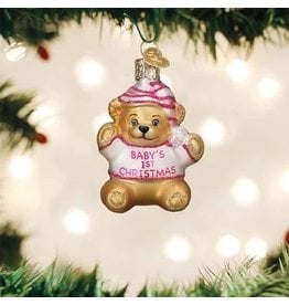 Old World Christmas Ornament Baby Girl's First Teddy Bear
