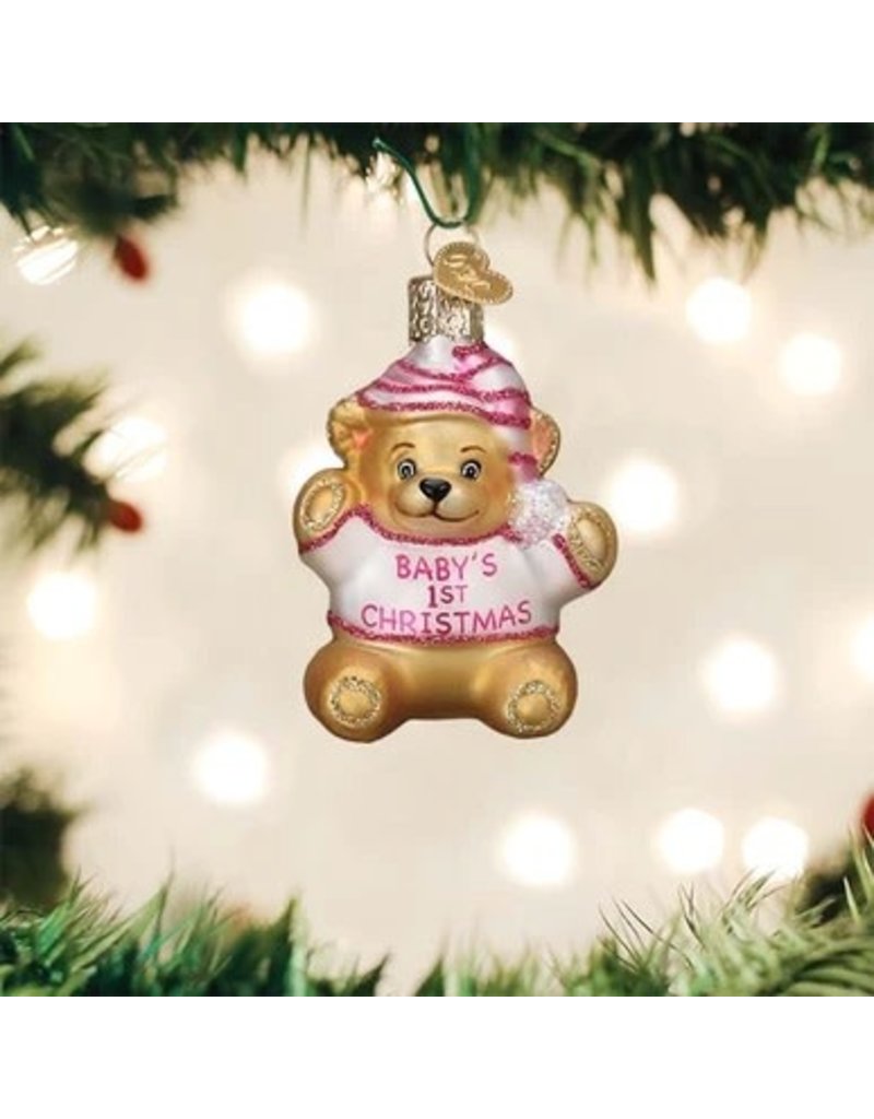 Old World Christmas Ornament Baby Girl's First Teddy Bear