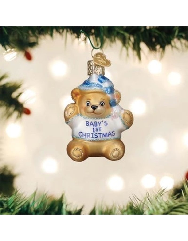 Old World Christmas Ornament Baby Boy's First Teddy Bear
