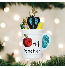 Old World Christmas Ornament Best Teacher Mug