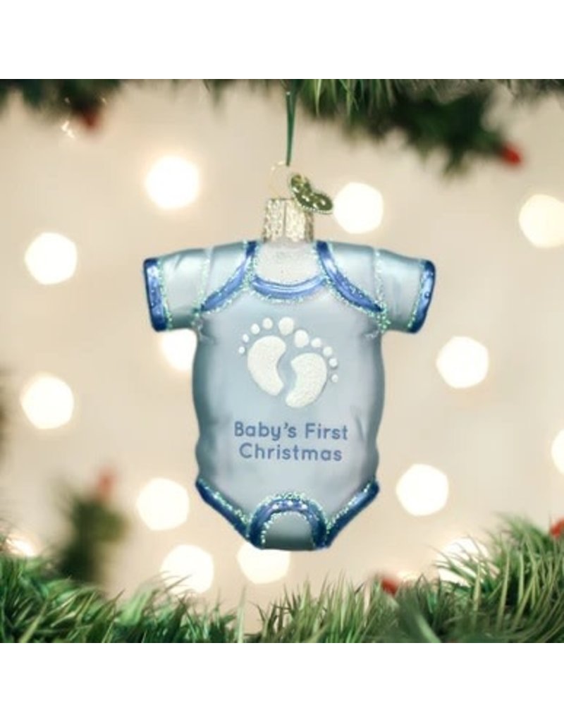 Old World Christmas Ornament Baby Onesie Blue