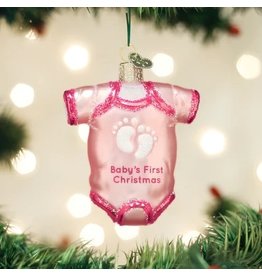 Old World Christmas Old World Christmas Ornament Baby Onesie Pink
