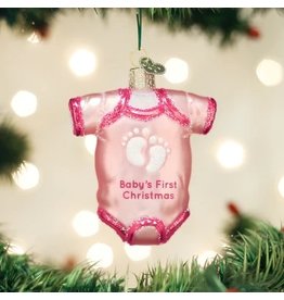 Old World Christmas Ornament Baby Onesie Pink
