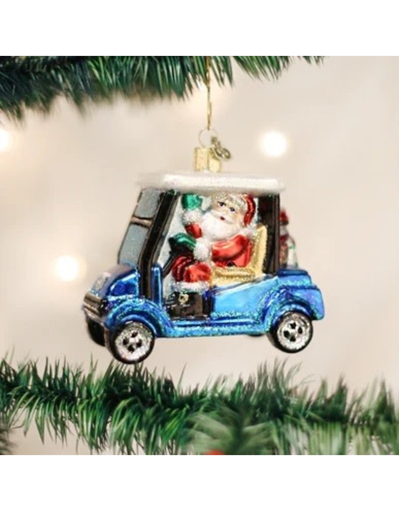Old World Christmas Ornament Golf Cart Santa