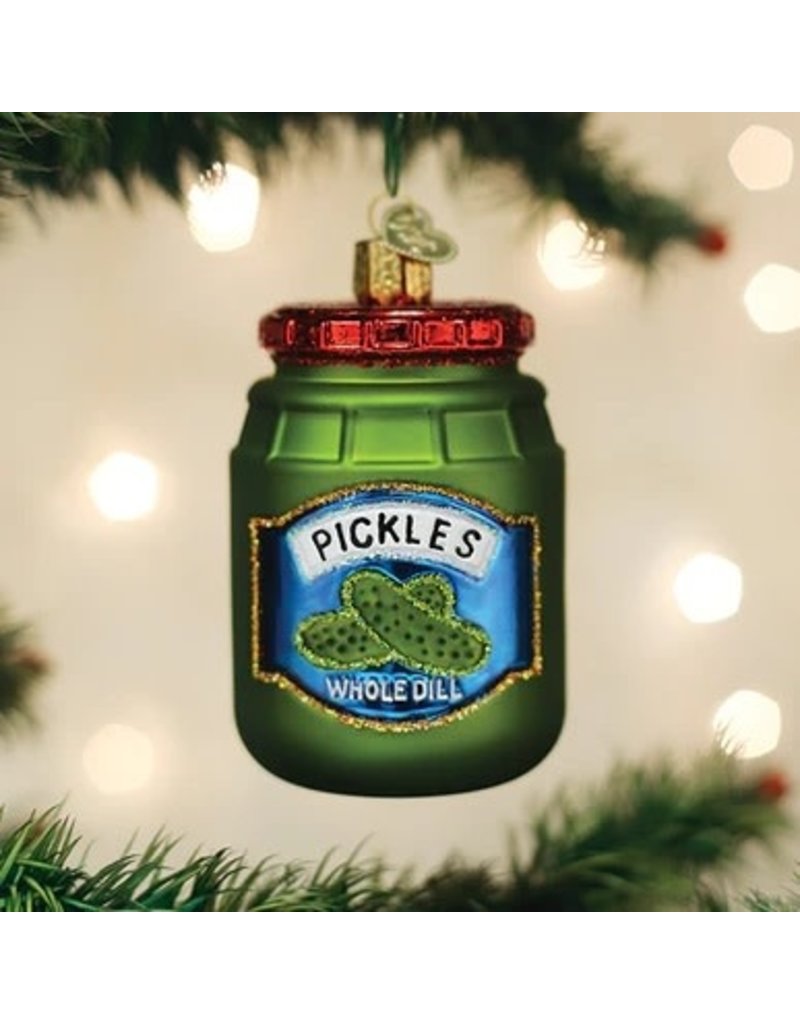 Old World Christmas Ornament Jar of Pickles
